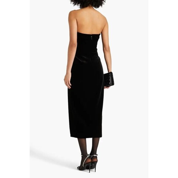 NICHOLAS Adiba Strapless Round Edge Midi Dress in Black 4 New Womens - Picture 10 of 11